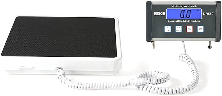 SIKE Digital Physician Scale, Medical Floor Scale for Body Weight, 550 lb Limit Professional Weight Scale, Portable Easy to Read Digital Display, Heavy Duty, Pound & KG Settings, 12.5" x 12" Platform | Portable - Product Image