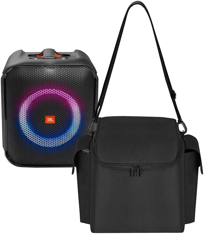 Hzycwgone Carrying Travel Case for JBL Partybox Encore Case Protective Speaker Storage Bag Compatible with JBL Partybox Encore Essential Portable Party Speaker Cover w/Shoulder Strap (Black) - Product Image