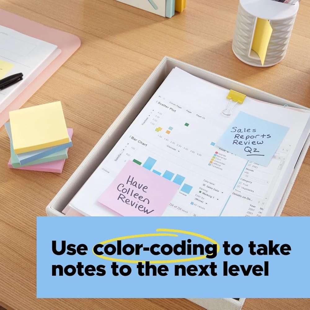 Post-it 100% Recycled Paper Super Sticky Notes, 4 in. x 4 in., 3 Pads, 70 Sheets per Pad, Wanderlust Pastels, Back to School Supplies and Office Products - Image 8