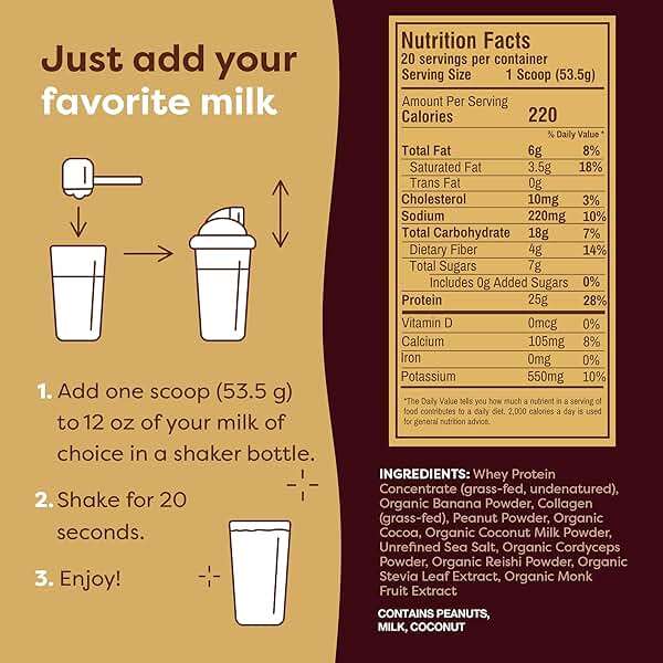 FlavCity Grass Fed Whey Chocolate Protein Powder - Chocolate Peanut Butter - 25g Protein & 10g Collagen - Made with Organic Cocoa & Coconut Milk - Gluten Free & No Added Sugars (20 Servings) - Image 6