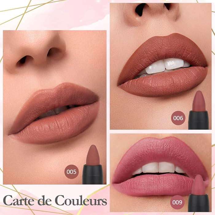 evpct 3Pcs Brown Lip Liner Crayon Pencils Set for Women, Neutral Matte Lipstick Lip Stick Crayon Long Lasting, Lips Pencil Liner and Lipstick set, Lipliner Pencil 24 Hours Long Wearing Lipstick labial - Image 2