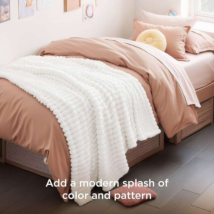 Bedsure GentleSoft White Throw Blanket for Couch - Graduation Gifts Teacher Birthday Gifts for Women Mom Her Girls, Cozy Fleece Blanket for Sofa Bed Living Room Home Decor, Off White, 50x60 Inches - Image 8
