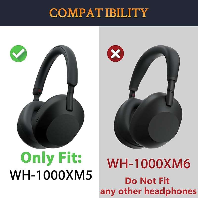 SOULWIT Cooling Earpads for Sony WH-1000XM5 Noise Canceling Headphones, High-Density Noise Isolation Foam, Added Thickness - Black - Image 2