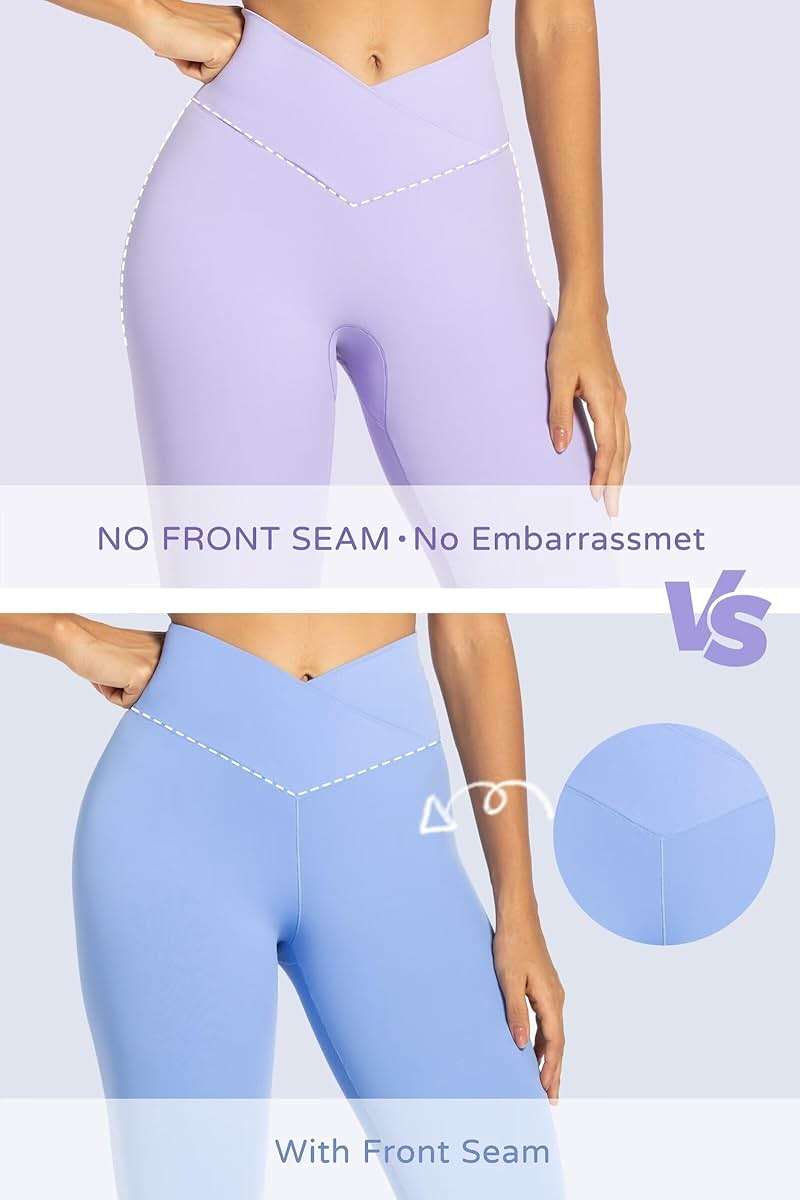 Sunzel Womens Flare Leggings No Front Seam Flare Yoga Pants with Tummy Control Crossover High Waist - 28" / 30" / 32" / 34" - Image 3