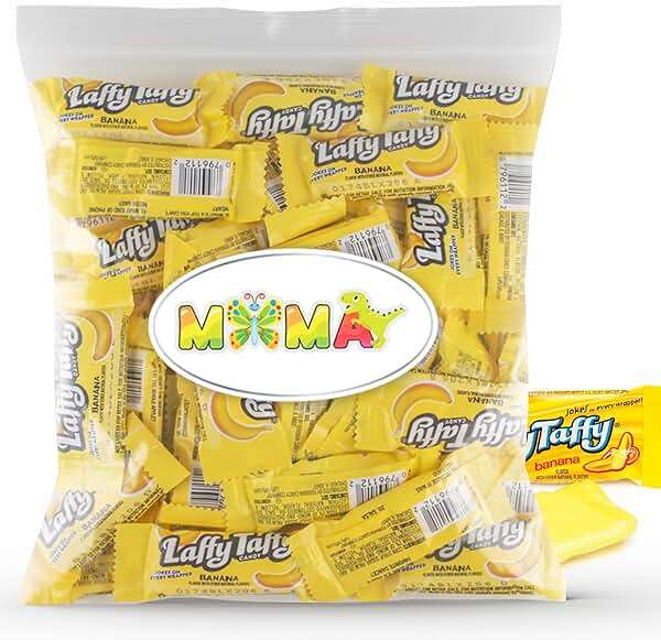 Chewy, Tangy, and Tasty Mini Taffy Wrapped Bars in Bulk - (1 Pound) (Banana) - Mothers Day Candy, Basket Stuffers & Fillers, Sweet Taffy Treats for Kids - Image 1