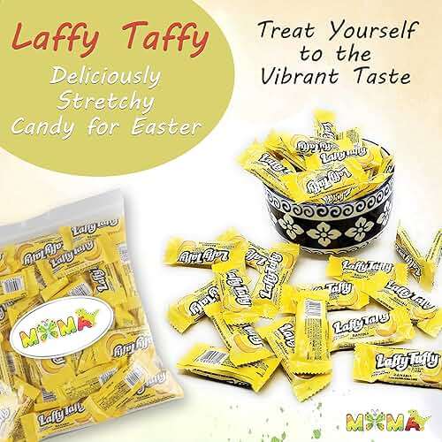Chewy, Tangy, and Tasty Mini Taffy Wrapped Bars in Bulk - (1 Pound) (Banana) - Mothers Day Candy, Basket Stuffers & Fillers, Sweet Taffy Treats for Kids - Image 5