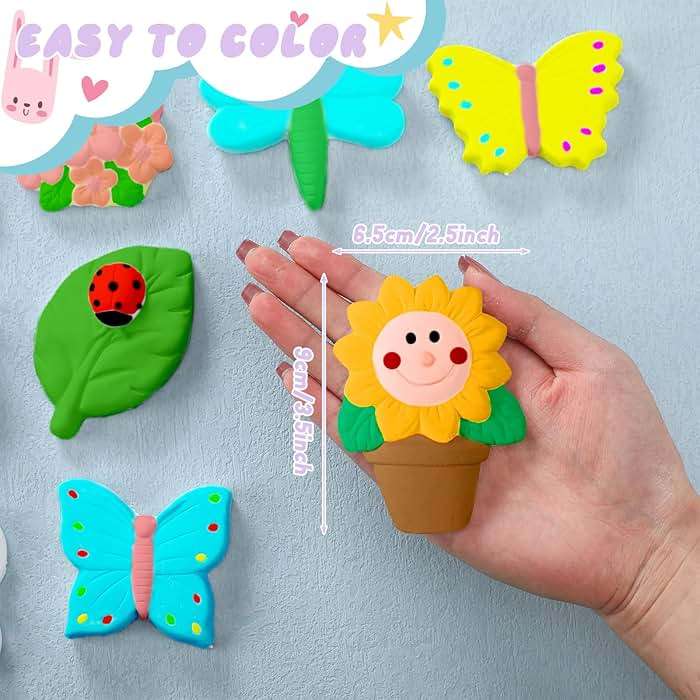 Sinmoe 12 Sets Spring Ceramic Painting Kit for Kids Paint Your Own Figurine Butterfly Flower Sunflower Insect Bisque Ceramic for Adult Toddler Preschool Boys Girls DIY Art Craft Project Party Favor - Image 3