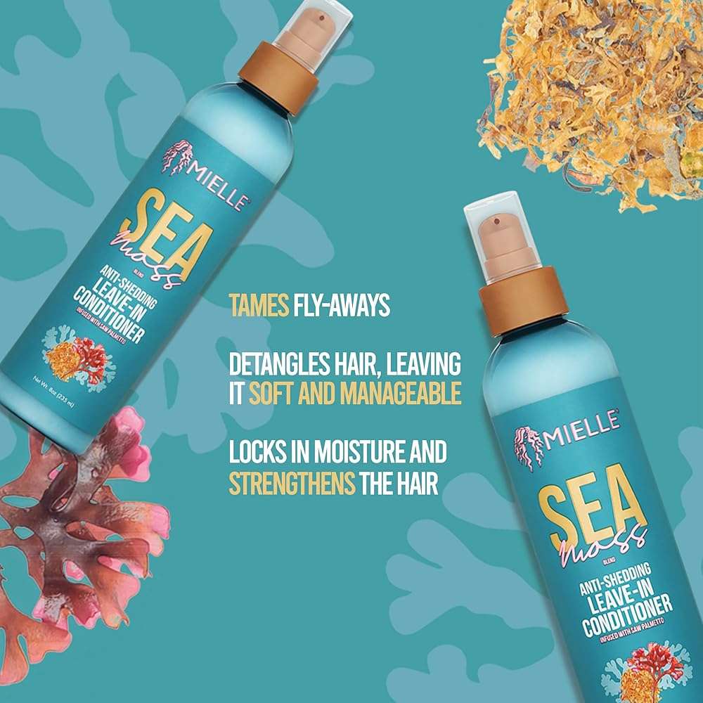 Mielle Organics Sea Moss Anti-Shedding Leave In Conditioner for Curly Hair - Moisturizing Leave In Treatment Spray to Detangle, Style and Refresh Curls (8 Oz) - Image 2