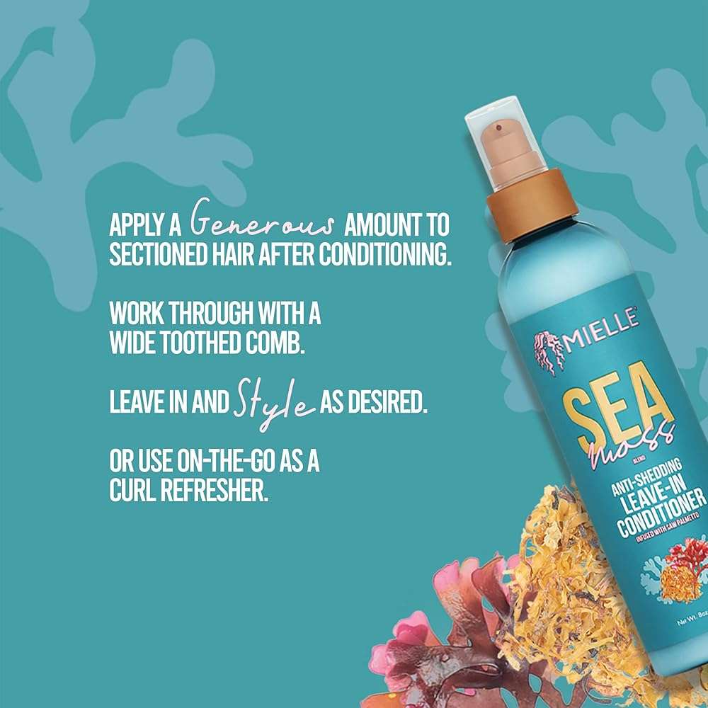 Mielle Organics Sea Moss Anti-Shedding Leave In Conditioner for Curly Hair - Moisturizing Leave In Treatment Spray to Detangle, Style and Refresh Curls (8 Oz) - Image 3