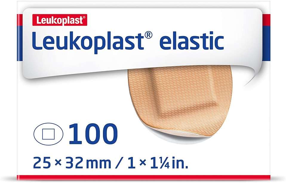 Leukoplast Elastic - Non-Sterile Wound Dressing Strips - Stretchable and Skin-Friendly, First-aid Plasters - Ideal for Fingers, Elbows, Knees and Wrists - Oval Spot, 1.25 in., Box of 100 - Image 1