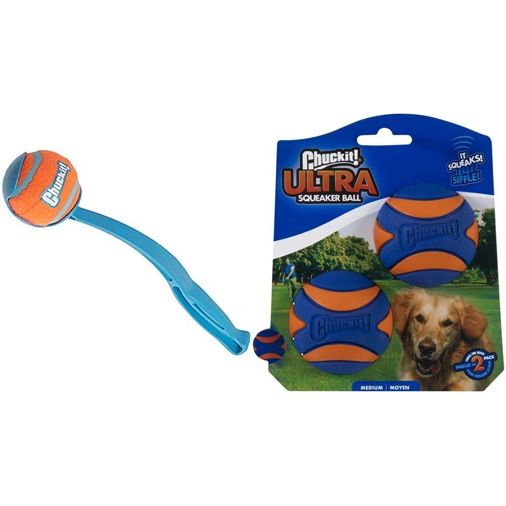Chuckit! Sport 12M Dog Ball Launcher and Ultra Squeaker Ball (2 Pack) - Image 1
