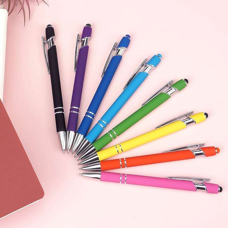 Bribobo 8 Pack Ballpoint Pen 2-in-1 Stylus Retractable Ballpoint Pen with Stylus tip, Metal Stylus Pen for Touch Screens, 1.0 mm Black Ink - Image 6