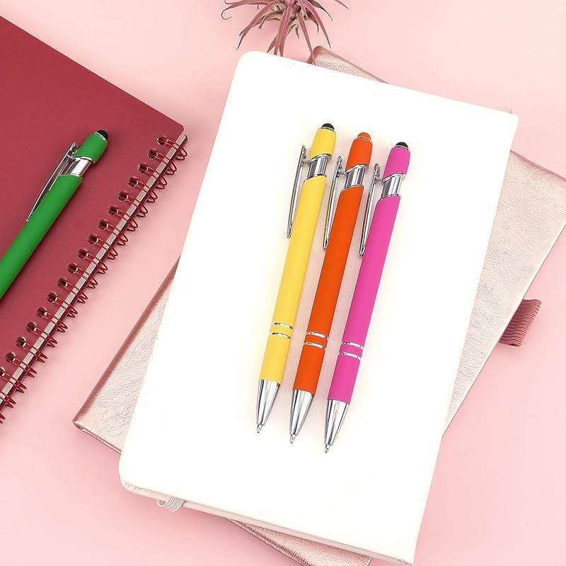 Bribobo 8 Pack Ballpoint Pen 2-in-1 Stylus Retractable Ballpoint Pen with Stylus tip, Metal Stylus Pen for Touch Screens, 1.0 mm Black Ink - Image 7