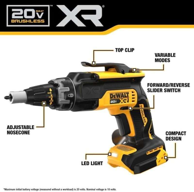 DEWALT 20V Max Drywall Screwgun, Tool Only (DCF630B) - Image 3