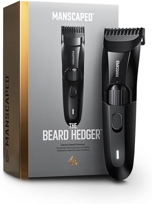 MANSCAPED® The Beard Hedger® Men's Premium Beard Trimmer, 20 Length Adjustable Blade Wheel, Stainless Steel T-Blade for Precision Facial Hair Trimming, Cordless Waterproof Wet/Dry Clipper - Product Image