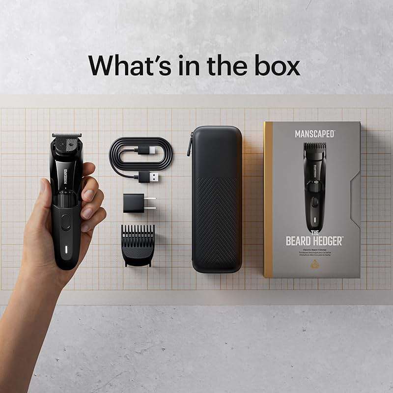MANSCAPED® The Beard Hedger® Men's Premium Beard Trimmer, 20 Length Adjustable Blade Wheel, Stainless Steel T-Blade for Precision Facial Hair Trimming, Cordless Waterproof Wet/Dry Clipper - Image 9