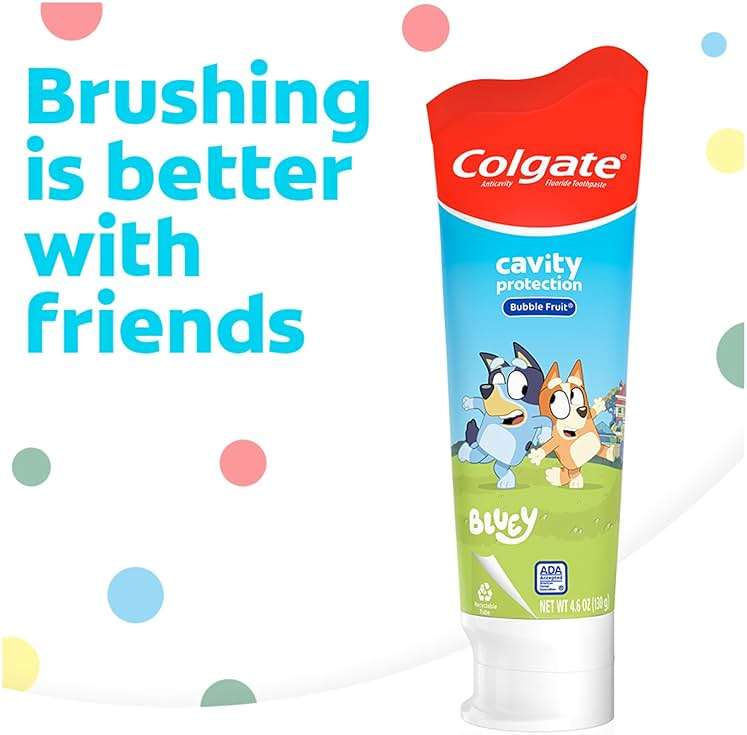 Colgate Kids Toothpaste with Fluoride, Anticavity & Cavity Protection Toothpaste, for Ages 2+, Bluey, Mild Bubble Fruit Flavor, 4.6 Ounce - Image 2
