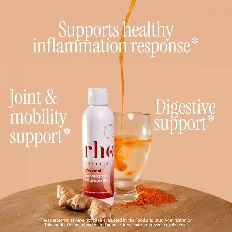 Rho Nutrition Liposomal Curcumin + Resveratrol (1 Pack) – Ultra High Absorption Liquid Curcumin Supplement – Promotes Joint Comfort, Mobility, Cellular Health and Overall Well-Being - Image 2