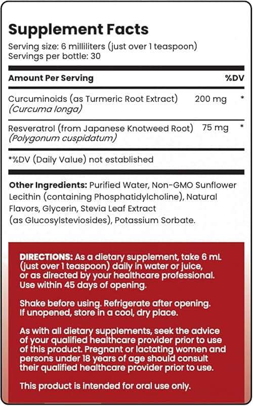 Rho Nutrition Liposomal Curcumin + Resveratrol (1 Pack) – Ultra High Absorption Liquid Curcumin Supplement – Promotes Joint Comfort, Mobility, Cellular Health and Overall Well-Being - Image 9