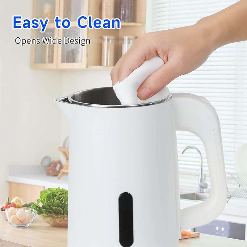 Small Electric Tea Kettle Stainless Steel, 0.8L Portable Mini Hot Water Boiler Heater, Travel Electric Coffee Kettle with Auto Shut-Off & Boil Dry Protection (White) - Image 5