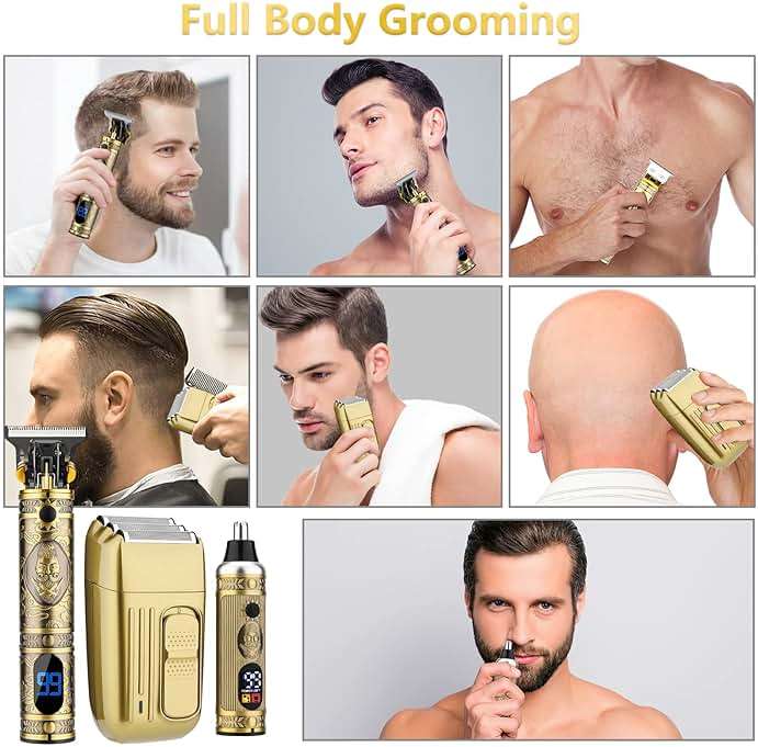 Saoilli Hair Clippers for Men, Professional Cordless T-Blade Trimmer Set, Beard Trimmer and Nose Hair Trimmer, Electric Grooming Kit, Electric Razor Shaver for Home & Barber Use, Gifts for Dad Husband - Image 2