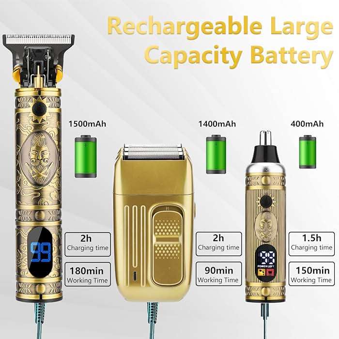 Saoilli Hair Clippers for Men, Professional Cordless T-Blade Trimmer Set, Beard Trimmer and Nose Hair Trimmer, Electric Grooming Kit, Electric Razor Shaver for Home & Barber Use, Gifts for Dad Husband - Image 5