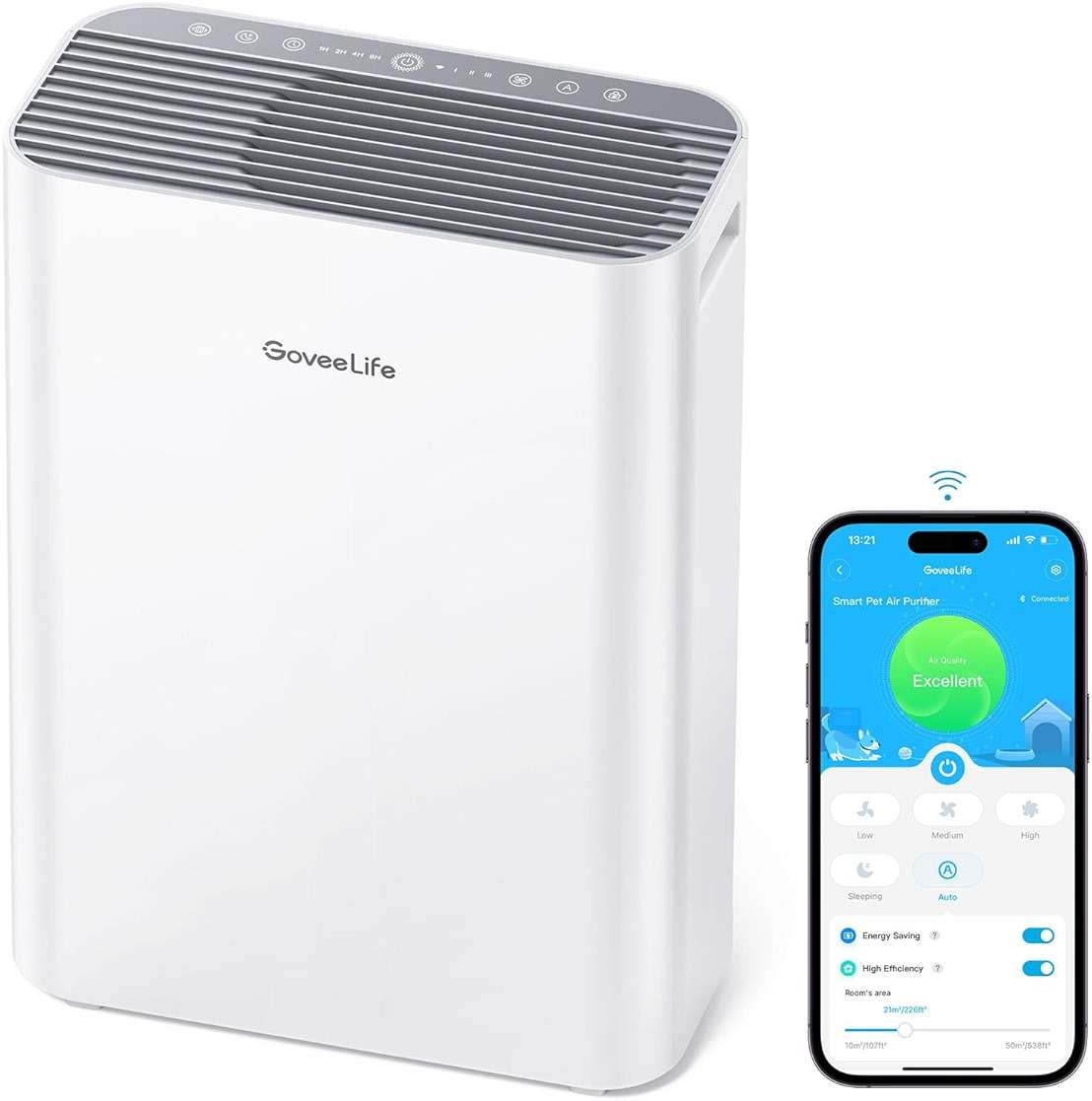 GoveeLife Smart Air Purifiers for Home Large Room, Air Purifiers for Pets with PM2.5 Sensor, Washable Pre-Filter for Pet Hair Lint, 24dB Large Air Purifier with App Control, Pet Lock - Image 1