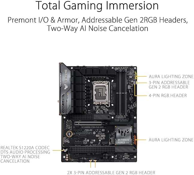 ASUS TUF Gaming Z790-Plus WiFi LGA 1700(Intel 14th,12th &13th Gen) ATX Gaming Motherboard(PCIe 5.0,DDR5,4xM.2 Slots,16+1 DrMOS,WiFi 6,2.5Gb LAN,Front USB 3.2 Gen 2 Type-C,Thunderbolt 4(USB4),Aura RGB) - Image 5