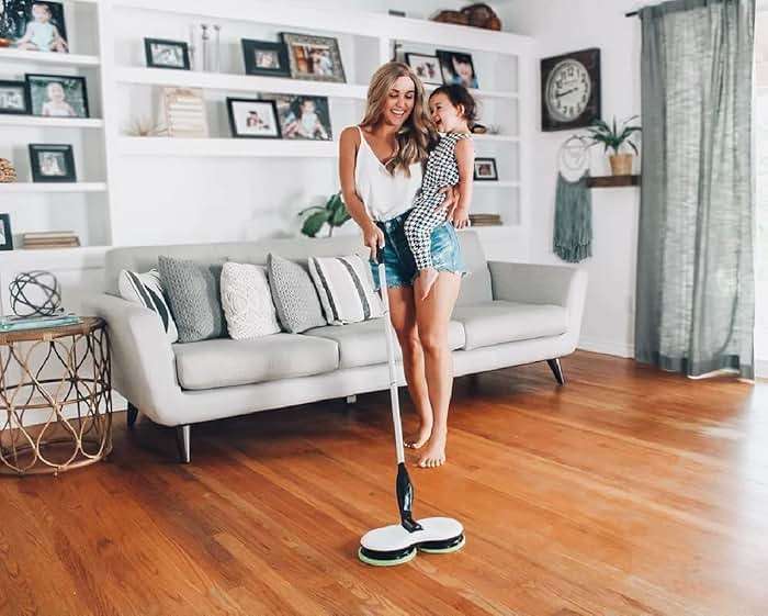 KOJEO Electric Mop for Floor Cleaning, As Seen On TV, Cordless Spin Mopper Motorised Electric Mops for Hardwood Tile Laminate Floor Daily Light Cleaning (No Water Tank) - Image 2