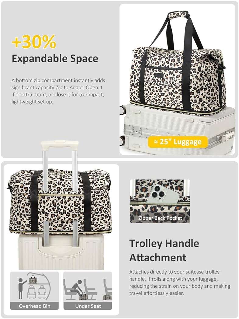 Expandable Travel Duffle Bags Weekender Overnight Bags for Women Men Hospital Bag for Women Labor Delivery with Toiletry Bag Waterproof - Image 5