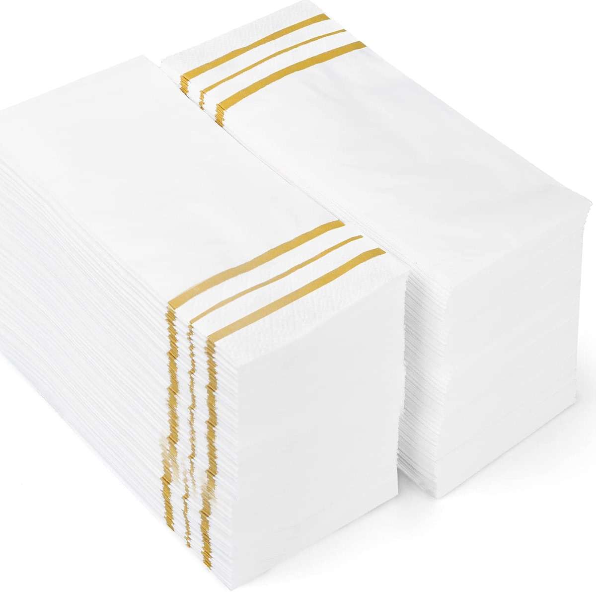 100 Pcs White and Gold napkins, Dinner Paper Napkins Disposable Hand Towels for Bathroom, Soft, Absorbent, Gold Party Wedding Napkins for Kitchen, Parties, Dinners or Events (Yellow, 100) - Image 2