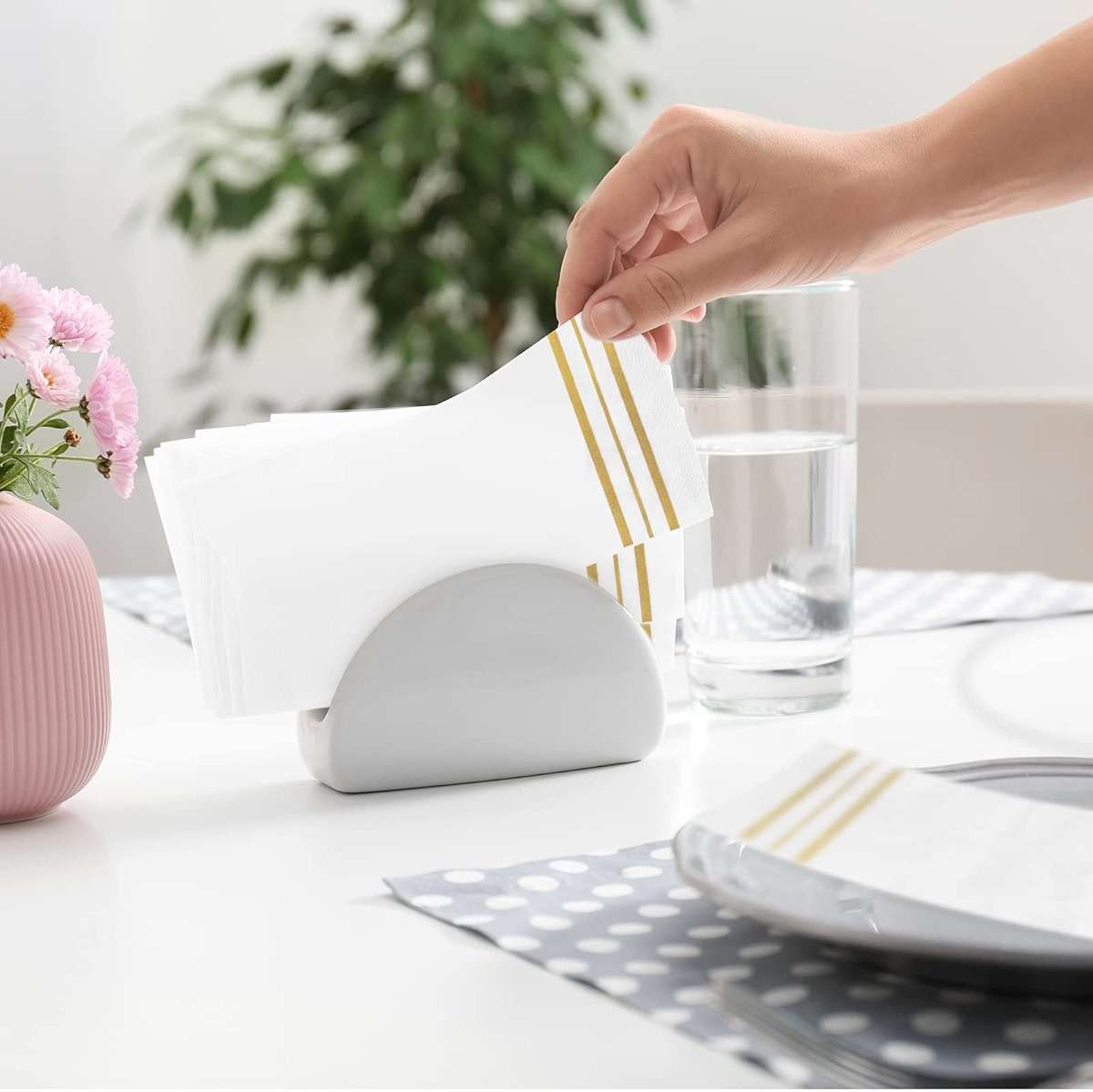 100 Pcs White and Gold napkins, Dinner Paper Napkins Disposable Hand Towels for Bathroom, Soft, Absorbent, Gold Party Wedding Napkins for Kitchen, Parties, Dinners or Events (Yellow, 100) - Image 6
