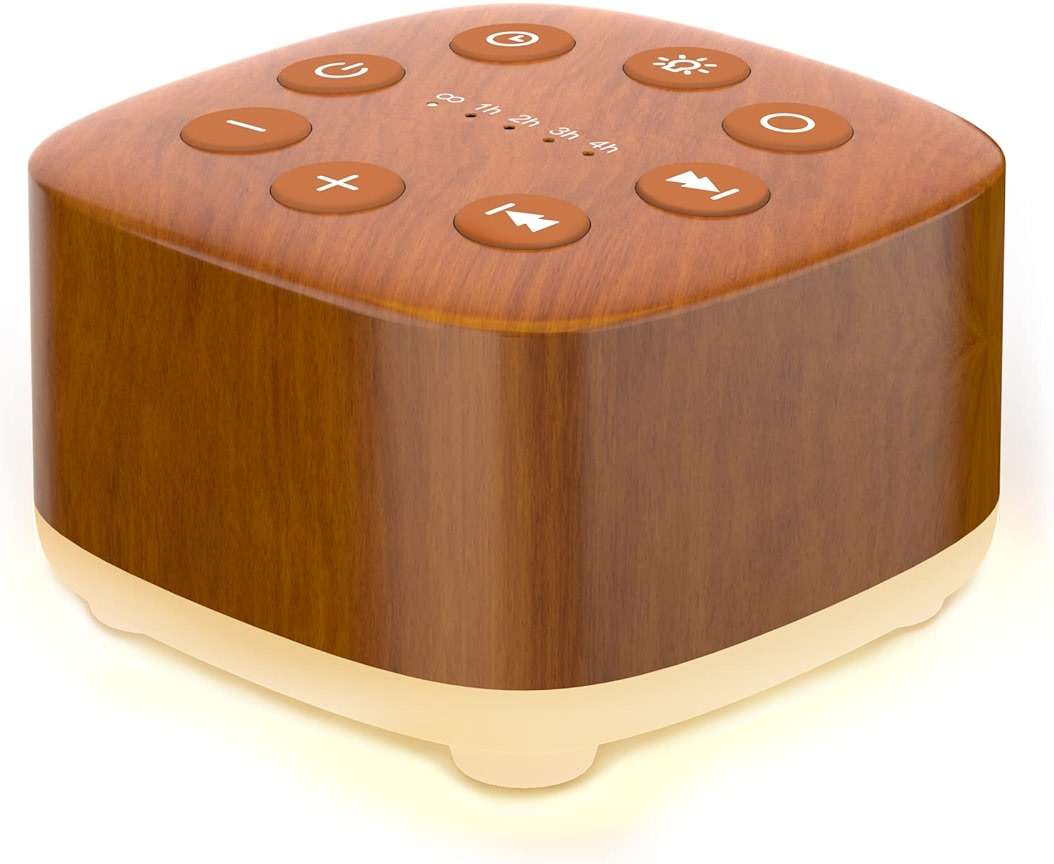 Meditation White Noise Machine Sound Machine 30 Soothing Sounds 12 Night Light 5 Auto-Off Timer Portable Sleep Machine for Travel Powered by AC or USB Sleep Therapy for Baby Kids Adults (Wood Grain) - Image 1