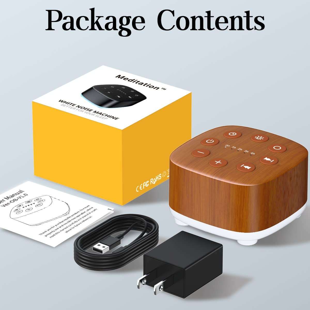 Meditation White Noise Machine Sound Machine 30 Soothing Sounds 12 Night Light 5 Auto-Off Timer Portable Sleep Machine for Travel Powered by AC or USB Sleep Therapy for Baby Kids Adults (Wood Grain) - Image 7