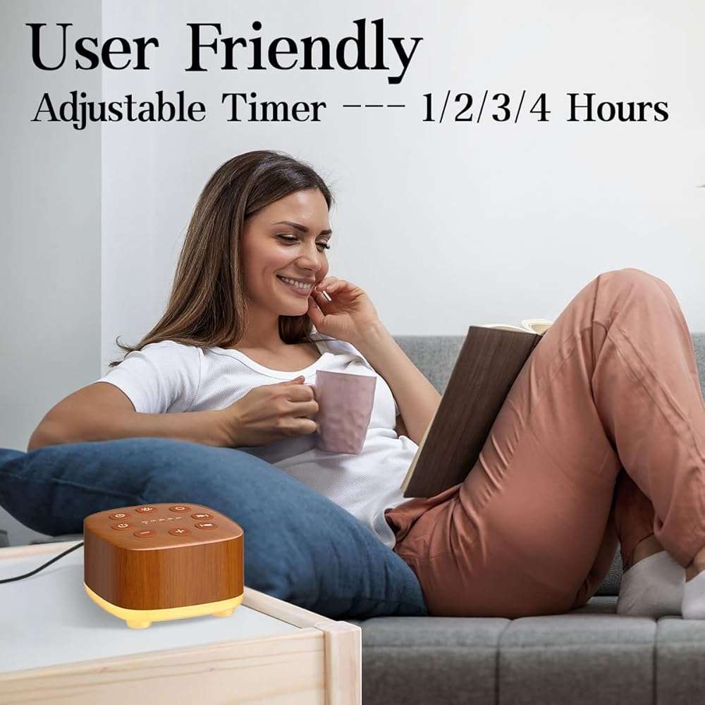 Meditation White Noise Machine Sound Machine 30 Soothing Sounds 12 Night Light 5 Auto-Off Timer Portable Sleep Machine for Travel Powered by AC or USB Sleep Therapy for Baby Kids Adults (Wood Grain) - Image 8