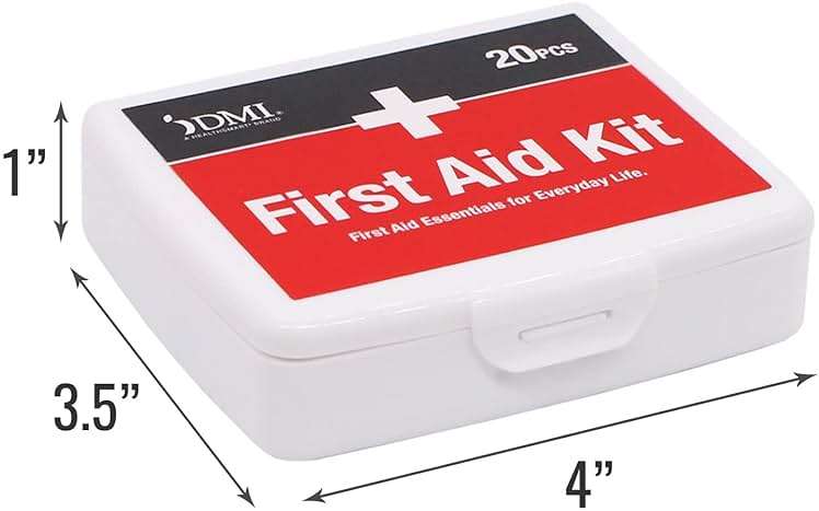 DMI First-Aid Kit, Mini 20-Piece, Small and Compact All-Purpose Use for Minor Cuts and Scrapes, Durable Water-Resistant Case, Portable, White - Image 5