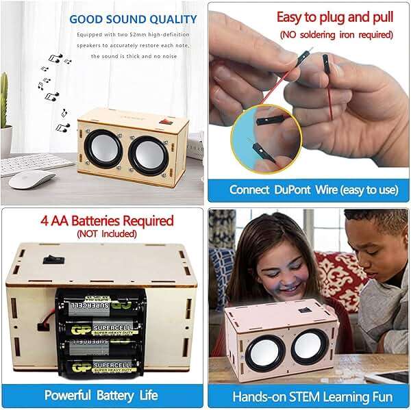 STEM Projects for Kids & Adults Build Your Own Bluetooth Speaker - Science Experiment Electronics Kit | Beginner's Starter DIY Set,STEM Gifts for Teenage Girls + Boys Ages 10 and Up (Dual Speakers) - Image 4