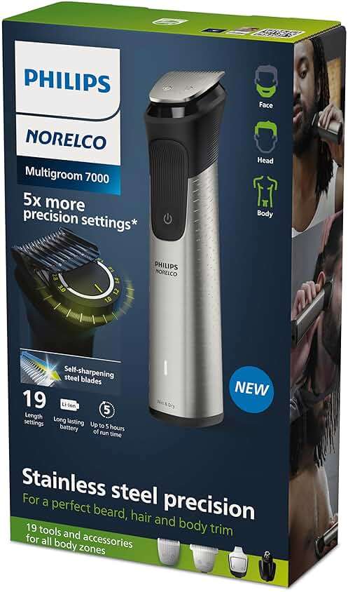 Norelco Philips Multigroom 7000 Series, All-in-One Trimmer, Beard Trimmer and Hair Clipper, 19-Piece Men's Grooming Kit for Beard, Head, Hair, Body, and Face, Soft Pouch, MG7910/49 - Image 16