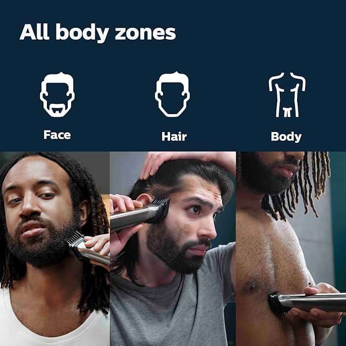 Norelco Philips Multigroom 7000 Series, All-in-One Trimmer, Beard Trimmer and Hair Clipper, 19-Piece Men's Grooming Kit for Beard, Head, Hair, Body, and Face, Soft Pouch, MG7910/49 - Image 7