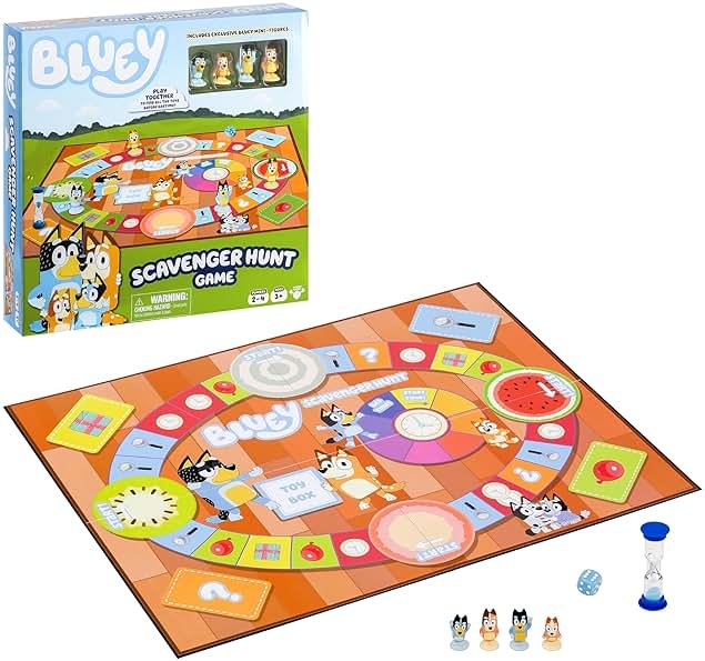 Bluey Scavenger Hunt Board Game, Cooperative Play with 4 Exclusive Mini-Figures, Learning Toys for 5+ Year Old, Fun Toy Token Collecting Game - Product Image