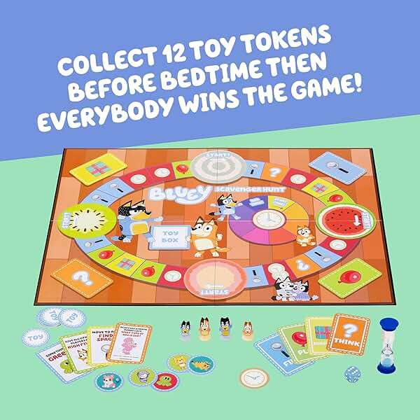 Bluey Scavenger Hunt Board Game, Cooperative Play with 4 Exclusive Mini-Figures, Learning Toys for 5+ Year Old, Fun Toy Token Collecting Game - Image 5