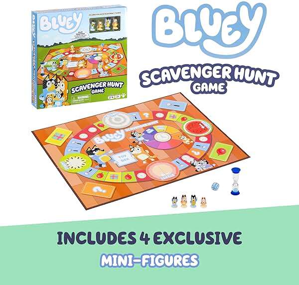 Bluey Scavenger Hunt Board Game, Cooperative Play with 4 Exclusive Mini-Figures, Learning Toys for 5+ Year Old, Fun Toy Token Collecting Game - Image 6