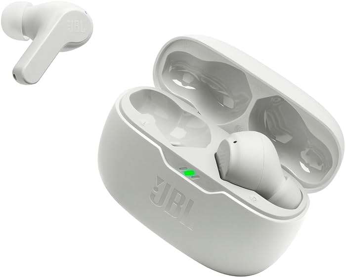 JBL Vibe Beam - True Wireless JBL Deep Bass Sound Earbuds, Bluetooth 5.2, Water & Dust Resistant, Hands-free call with VoiceAware, Up to 32 hours of battery life (White) - Image 6