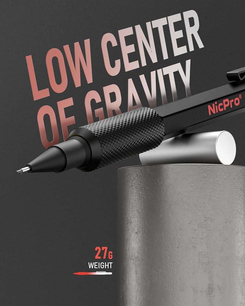 Nicpro 0.9 Metal Mechanical Pencil Set with Case, 3PCS Hevey Duty MP2000 Lead Pencil With 6 Tube HB Lead Refills 0.9mm, Erasers, Weatherproof Barrel for Outdoor Writing Drafting Drawing Sketching - Image 3