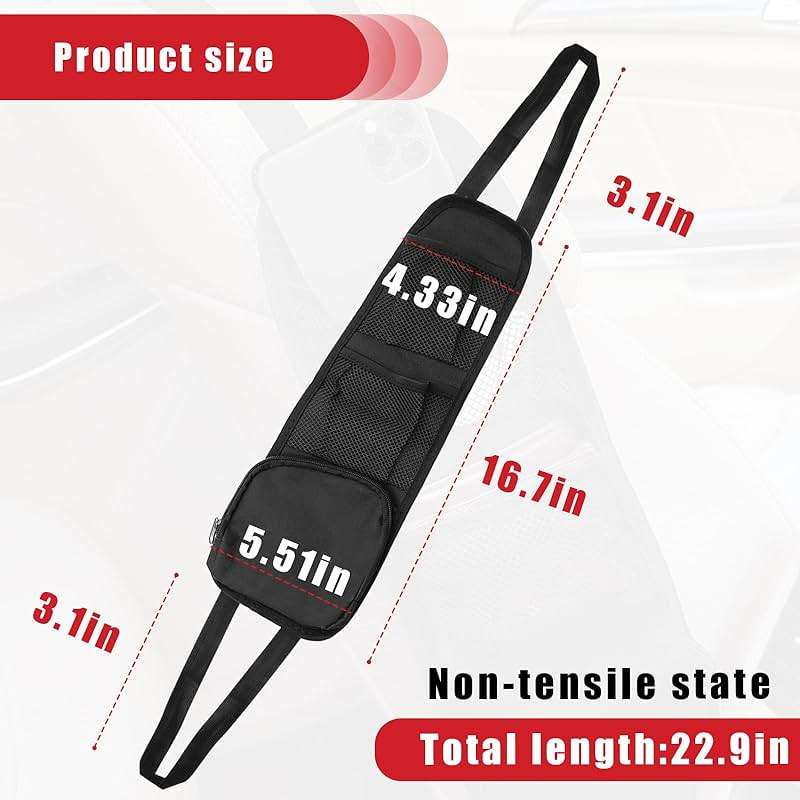QUICTO 2PCS Car Seat Storage Hanging Bag, Multi-Pocket Seat Side Organizer, Multifunctional Mesh Net Pocket, Can Hold Mobile Phone, Wallet, Glasses, Suitable for Cars, SUVs, Trucks - Image 2