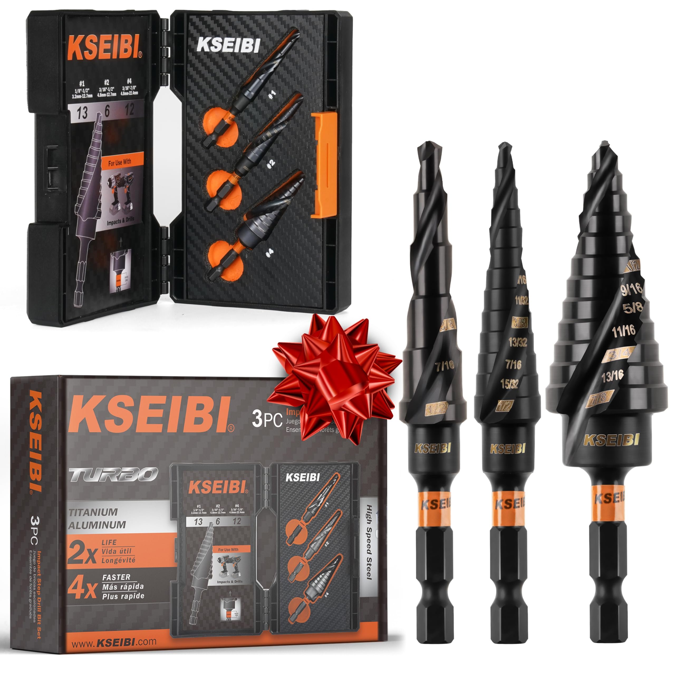 KSEIBI Unibit 3-Piece High-Speed Steel Step Drill Bit Set - for Stainless Steel, Aluminium, Wood - Product Image