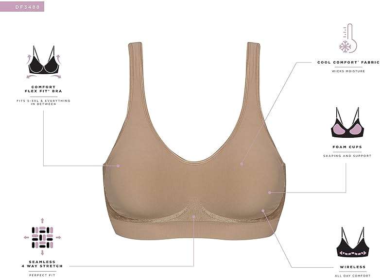 Bali Women's Wireless Bras for Women - Comfort Revolution Wireless Bra - Adjustable & Supportive - Plus Size Women - Image 7