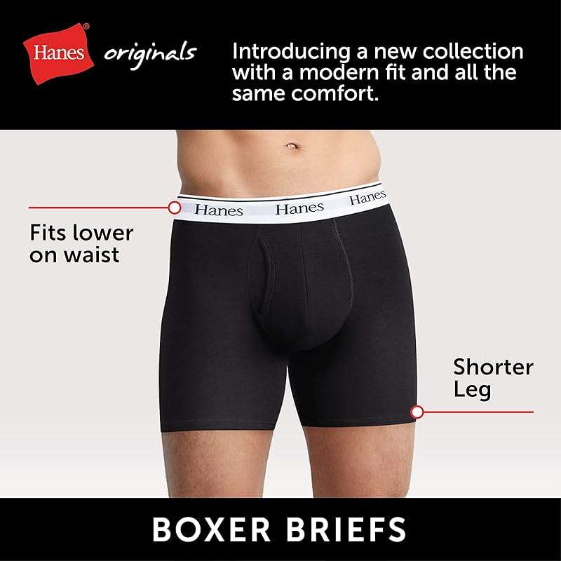 Hanes Originals Men’s Boxer Briefs & Trunks, Stretch Cotton Moisture-Wicking Underwear, Modern Fit Low Rise, Multipacks - Image 5