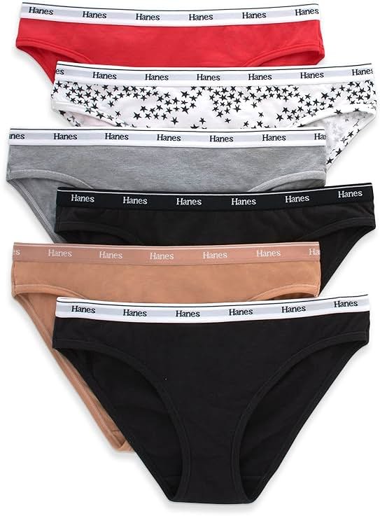 Hanes Women's Originals Bikini Panties, Breathable Stretch Cotton Underwear, Assorted, 6-pack - Product Image
