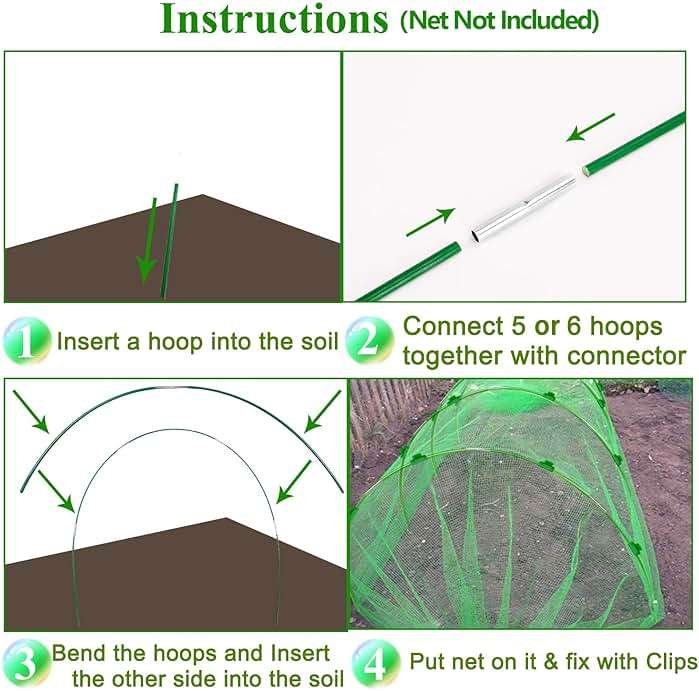 Greenhouse Hoops Grow Tunnel 6 Sets of 8FT Long Garden Hoops, Rust-Free Fiberglass Garden Hoops Frame for Garden Netting Raised Bed Plant Shade Cloth Row Cover, DIY Plant Support Garden Stakes- 36pcs - Image 5